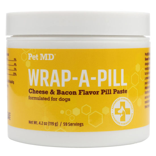 Picture of Pet MD Wrap A Pill Cheese & Bacon Flavor Pill Paste for Dogs - Make a Pocket or Pouch to Hide Pills & Medication 4.2 oz