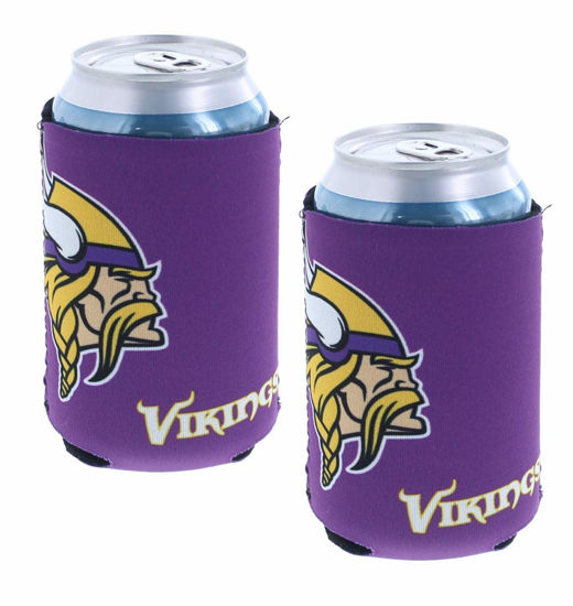 Picture of Football Can & Bottle Holder Insulator Beverage Huggie Cooler (Minnesota (Vikings) - Collapsible Can 2-Pack Purple)