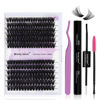 Picture of DIY lash Extension Kit 60D+80D Lash Cluster Kit with 240 PCS C/D Curl 12-16mm Mixed,Individual Lashes Clusters Lash Band and Seal Cluster Lash Applicator Individual Lashes Kit(60P/80P D12-16mm Kit)