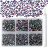 Picture of Bymitel 5000 Pieces 6 Mixed Sizes Glue Fix on Glass Rhinestones Round Crystal Gems Flatback for DIY Jewelry Making with one Picking Pen(6-Sizes 5000PCS, Green Volcanic)