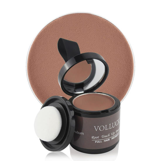 Picture of VOLLUCK Root Touch Up Hair Powder for Women and Men, Root Concealer for Hair, Bald Spots and Eyebrows, 0.35 Ounce, Auburn