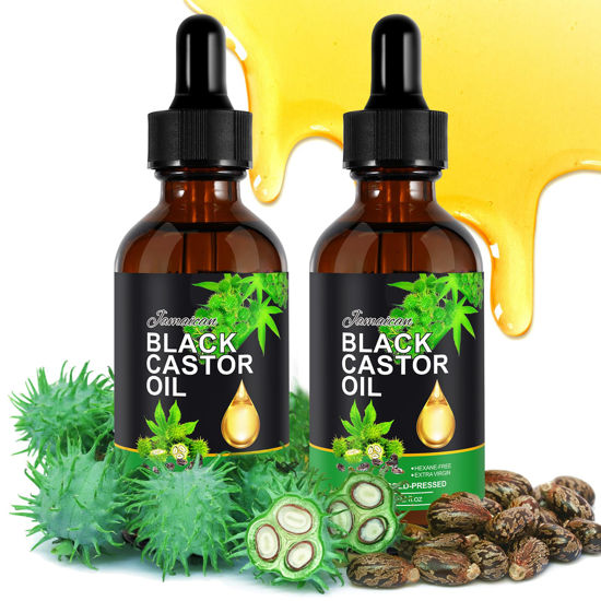 Picture of ALIVER Castor Oil, Organic Castor Oil, Jamaican Black Castor Oil for Hair Growth, 100% Cold Pressed Unrefined Oil for Body Face Castor Oil for Skin Care, Nails& Eyelashes(2PACK)