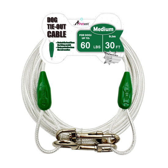 Picture of Petest 30ft Reflective Tie-Out Cable for Medium Dogs Up to 60 Pounds