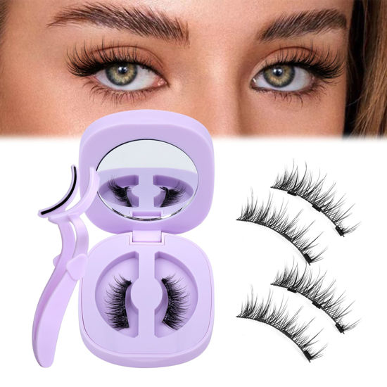 Picture of JIMIRE Magnetic Eyelashes Natural Look Soft Magnetic Half Lashes Reusable Comfortable Magnetic Half Eyelashes with Applicator No Glue No Eyeliner Needed Wispy Cat Eye Magnetic Lashes