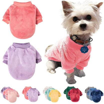 Picture of Dog Sweater, 2 Count, Dog Clothes, Dog Coat, Dog Jacket for Small or Medium Dogs Boy or Girl, Ultra Soft and Warm Cat Pet Sweaters (X-Small, Pink,Light Purple)