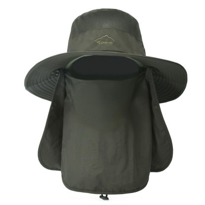 Picture of Sun Hats for Men Women Fishing Hat UPF 50+ Breathable Wide Brim Summer UV Protection Hat with Face Cover & Neck Flap