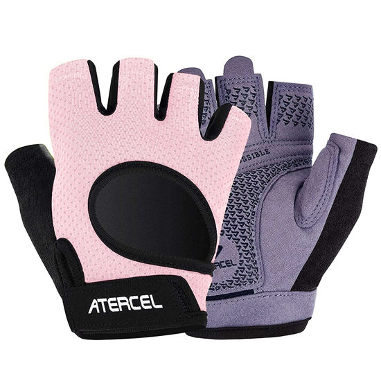 Picture of ATERCEL Weight Lifting Gloves Full Palm Protection, Workout Gloves for Gym, Cycling, Exercise, Breathable, Super Lightweight for Men and Women(Pink, M)