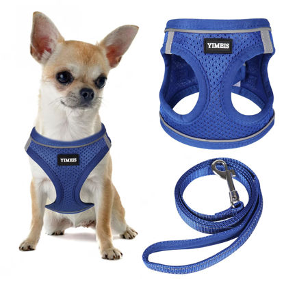 Picture of YIMEIS Dog Harness and Leash Set, No Pull Soft Mesh Pet Harness, Reflective Adjustable Puppy Vest for Small Medium Large Dogs, Cats (Royal Blue, Small (Pack of 1)