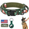 Picture of DAGANXI Christmas Tactical Dog Collar, Adjustable Military Training Nylon Dog Collar with Control Handle and Metal Buckle for Medium and Large Dogs, with Patches and Airtags Case (L, Christmas Green)