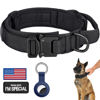 Picture of DAGANXI Tactical Dog Collar, Adjustable Military Training Nylon Dog Collar with Control Handle and Heavy Metal Buckle for Medium and Large Dogs, with Patches and Airtags Case (L, Black)