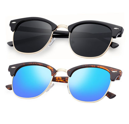 Picture of Reglaaly Sunglasses Men and Womens, Polarized Sunglasses for men with UV Blocking Semi-Rimless Frame for Driving & Hiking