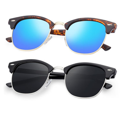 Picture of Reglaaly Sunglasses Men and Womens, Polarized Sunglasses for men with UV Blocking Semi-Rimless Frame for Driving & Hiking