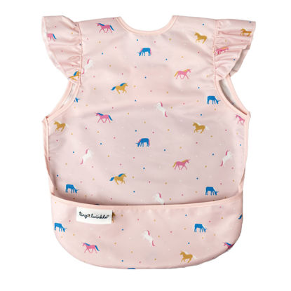 Picture of Tiny Twinkle Mess Proof Baby Bib - Waterproof Baby Apron - Machine Washable - PVC, BPA, & Phthalate Free - Great Travel Bib for Baby Eating - Baby Food Bibs (Unicorn Confetti, Large 2-4 Years)