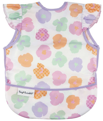 Picture of Tiny Twinkle Mess Proof Baby Bib - Waterproof Baby Apron - Machine Washable - PVC, BPA, & Phthalate Free - Great Travel Bib for Baby Eating - Baby Food Bibs (Floral Pop, Small 6-24 Months)