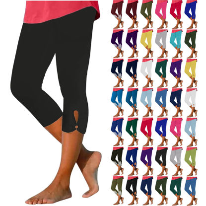 Picture of Feancey Capri Leggings for Women 2024 Lightweight Stretch Knee Length Leggings Casual Workout Yoga Pants Summer Cropped Pants Under 10 Dollars Jag Jeans Women Pull On