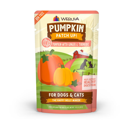 Picture of Weruva Pumpkin Patch Up! Pumpkin with Ginger & Turmeric for Dogs & Cats, 1.05oz Pouch (Pack of 12)