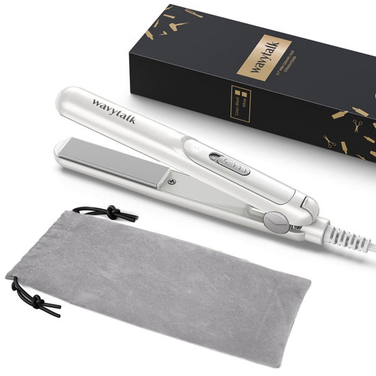 Picture of Wavytalk 0.7 Inch Ceramic Mini Hair Straightener - Small Flat Irons for Short Hair, Curls Bangs, Travel Friendly (White)