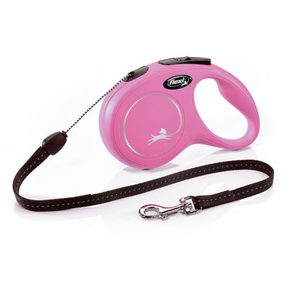 Picture of FLEXI New Classic Retractable Dog Leash (Cord), Ergonomic, Durable and Tangle Free Pet Walking Leash for Dogs Up to 26 lbs, 16 ft, Small, Pink