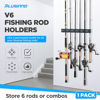 Picture of PLUSINNO Fishing Gifts for Men - V6 Vertical Fishing Rod/Pole Holders, Support Extra Large & Heavy Fishing Rod Combos, Fishing Rod Holders for Garage, Wall Mounted Fishing Rod Rack Storage