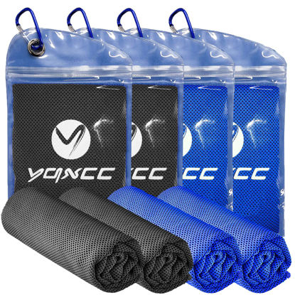 Picture of YQXCC 4 Pack Cooling Towel (47"x12") Ice Towel for Neck, Microfiber Cool Towel, Soft Breathable Chilly Towel for Yoga, Sports, Golf, Gym, Camping, Running, Fitness, Workout & More Activities