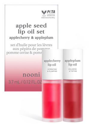 Picture of NOONI Appleseed Lip Oil Set - Applecherry & Appleplum | with Apple Seed Oil, Lip Oil Duo, Lip Stain, Long-Lasting, Plumping, Gift, Gift Sets, For Chapped and Flaky Lips