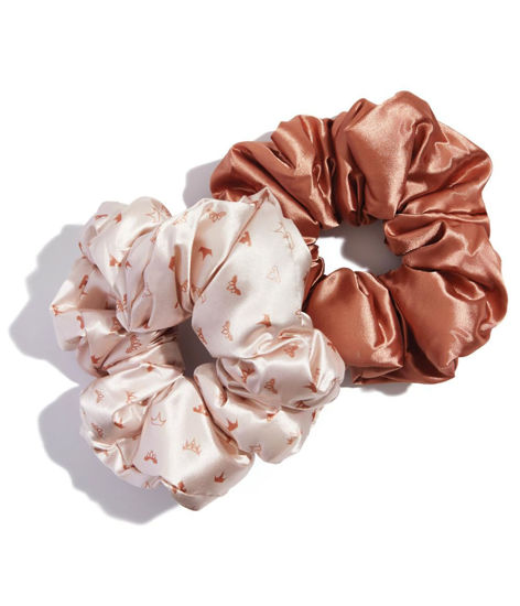 Picture of Kitsch Disney x Satin Pillow Hair Scrunchies for Women - Softer Than Silk Scrunchies for Hair | Satin Scrunchies for Girls & Satin Hair Ties for Women | Cute Satin Hair Scrunchie, 2pc, Desert Crown