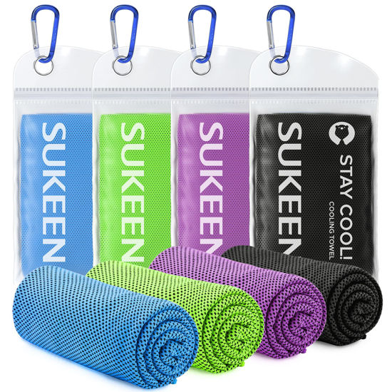 Picture of Sukeen [4 Pack] Cooling Towel (40"x12"),Ice Towel,Soft Breathable Chilly Towel,Microfiber Towel for Yoga,Sport,Running,Gym,Workout,Camping,Fitness,Workout & More Activities