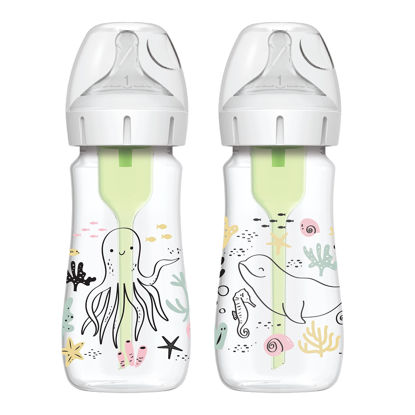 Picture of Dr. Brown’s Natural Flow® Anti-Colic Options+™ Wide-Neck Baby Bottle Designer Edition Bottles, Ocean Decos, 9 oz/270 mL, Level 1 Nipple, 2-Pack, 0m+