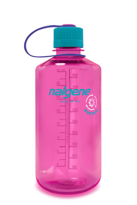 Picture of Nalgene Sustain Tritan BPA-Free Water Bottle Made with Material Derived from 50% Plastic Waste, 32 OZ, Narrow Mouth, Electric Magenta