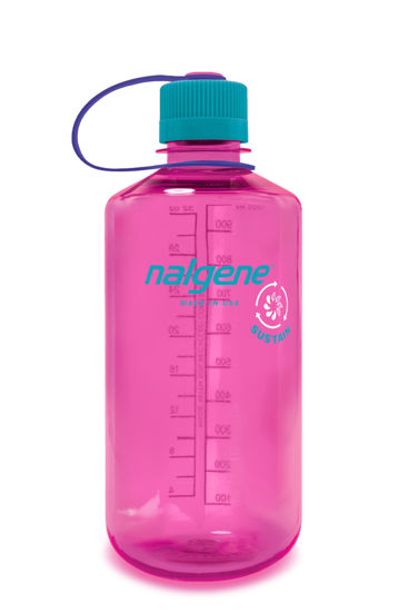 Picture of Nalgene Sustain Tritan BPA-Free Water Bottle Made with Material Derived from 50% Plastic Waste, 32 OZ, Narrow Mouth, Electric Magenta