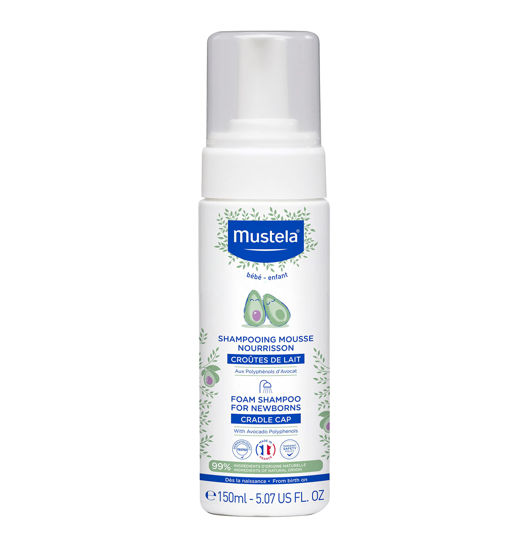 Picture of Mustela Cradle Cap Foam Shampoo for Newborn - Fragrance-Free Baby Shampoo for Seborrheic Dermatitis - Helps to minimize Scalp Flakes - Clinically & Dermatologist Tested - 5.07 fl. oz.