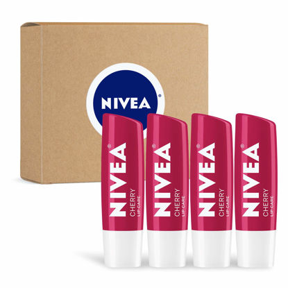 Picture of NIVEA Cherry Lip Care - Tinted Lip Balm for Beautiful, Soft Lips - Pack of 4