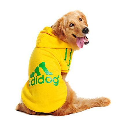 Picture of Idepet Big Dog Clothes Coat Jacket Clothing for Dogs Large Size Golden Retriever Labrador 3XL-9XL Hoodie (Yellow,9XL)