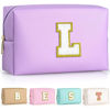 Picture of TOPEAST Personalized Birthday Gifts for Women, Preppy Patch Makeup Bag, Chenille Letter Pouch Cosmetic Bag, Travel Organizer, Christmas Gifts for Friends, Cute Stuff For Girls (Purple L)