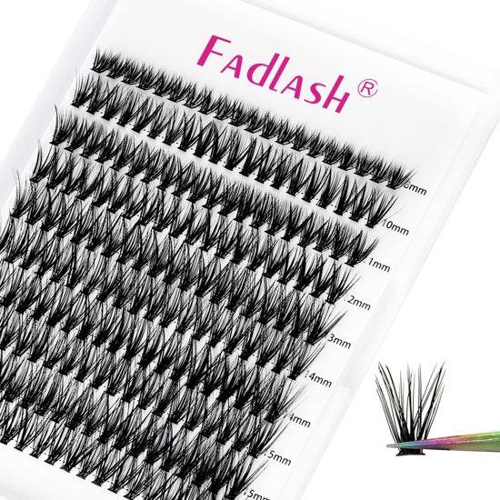 Picture of Cluster Lashes 40D Large Tray DIY Eyelash Extension Mix Individual Lashes C Curl Faux Mink Eyelash Clusters Premade Fans Volume Lash Clusters (40D-0.07-C, 8-16mm)