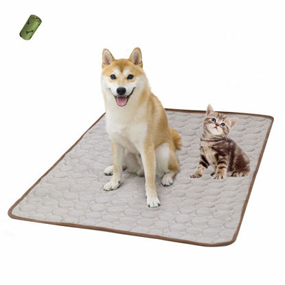 Picture of Summer Cooling Mat & Sleeping Pad- Water Absorption Top, Materials Safe, Easy Carry, EZ Clean. Keep Cooling for Pets, Kids and Adults.(Brown, 28" x 22")