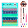 Picture of VAVALASH 7 Colors DIY Lash Extensions Kit 40D Colored Individual Cluster Lashes D Curl Lash Clusters Faux Mink Slik Wispy False Lashes Easy Lash Extension DIY at Home (Color-40D-0.07-D-16mm-Kit)