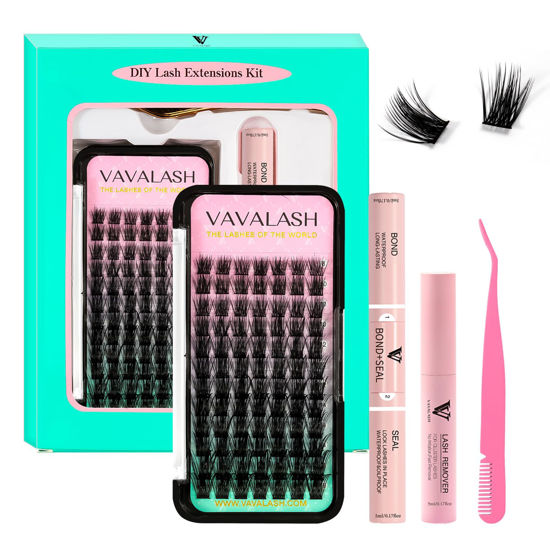 Picture of VAVALASH DIY Lash Extension Kit Individual Cluster Lashes Kit with 84 PCS 8-16mm Mix Lash Clusters Lash Bond and Seal, Lash Remover, Lash Applicator for DIY Eyelash Extensions at Home（Kit-AL09）