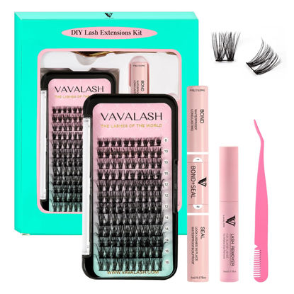 Picture of VAVALASH DIY Lash Extension Kit Individual Cluster Lashes Kit with 60 PCS 8-16mm Mix Lash Clusters Lash Bond and Seal, Lash Remover, Lash Applicator for DIY Eyelash Extensions at Home（Kit-V04）