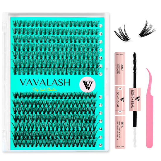 Picture of VAVALASH DIY Lash Extension Kit 280 Clusters Individual Lashes Kit 20D 30D 0.07D-10-16mm Lash Clusters, Lash Bond and Seal, Lash Tweezer for DIY Eyelash Extension at Home（Kit-20D+30D-0.07D-10-16MIX）