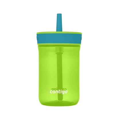 Picture of Contigo Kids’ Leighton Straw Tumbler with Spill-Proof Leak-Proof Lid, 14oz, Lime/Juniper