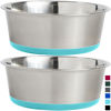 Picture of Gorilla Grip Stainless Steel Metal Dog Bowl Set of 2, Rubber Base, Heavy Duty Feeding Dishes, Food Grade BPA Free, Less Sliding, Quiet Pet Bowls for Cats and Dogs, Holds 3 Cups (24 fl oz), Turquoise