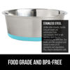 Picture of Gorilla Grip Stainless Steel Metal Dog Bowl Set of 2, Rubber Base, Heavy Duty Feeding Dishes, Food Grade BPA Free, Less Sliding, Quiet Pet Bowls for Cats and Dogs, Holds 3 Cups (24 fl oz), Turquoise