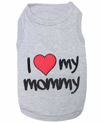 Picture of Parisian Pet Dog Cat Clothes Tee Shirts I Love Mommy Grey T-Shirt, XXS