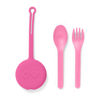 Picture of Omie OmieBox Kids Utensils Set with Case - 2 Piece Plastic, Reusable Fork and Spoon Silverware with Pod for Kids (Bubble Pink)