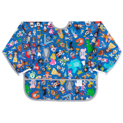 Picture of Bumkins Disney Sleeved Bib for Girl or Boy, Baby and Toddler for 6-24 Mos, Essential Must Have for Eating, Feeding, Baby Led Weaning Supplies, Long Sleeve Mess Saving, 100 Magical Celebration