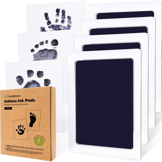 Picture of 4-Pack Inkless Hand and Footprint Kit - Ink Pad for Baby Hand and Footprints - Dog Paw Print Kit,Dog Nose Print Kit - Baby Footprint Kit, Clean Touch Baby Foot Printing Kit, Handprint Kit(Twilight, L)