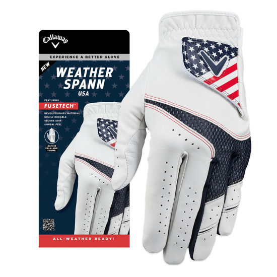 Picture of Callaway Golf Weather Spann Glove (Worn on Left Hand, Standard, Medium/Large, Red/White/Blue)