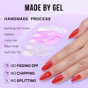 Picture of Press On Nails - BTArtbox Almond Fake Nails with Nail Glue, Fit Perfectly & Natural Reusable Semi-Transparent Stick On Nails in 15 Sizes - 30 PCS Soft Gel Glue On Nails Kit, Sunset Peach