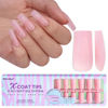 Picture of BTArtbox XCOATTIPS Soft Gel Nail Tips - Long Square Press On Nails Pink Colored Natural with Tip Primer Cover, One-Step Full Cover Fake Nails Gel Nails for Nail Extensions Art